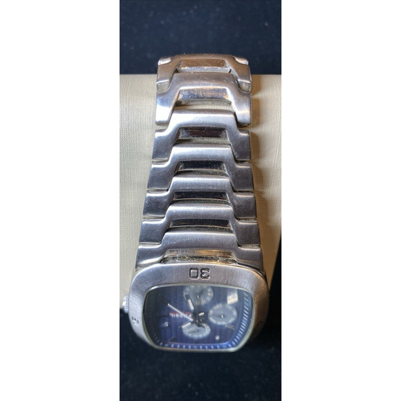 Men's Casual Stainless Steel Fossil Blue Rectangle Day Week, Month Watch Ch2434 - Picture 4 of 16